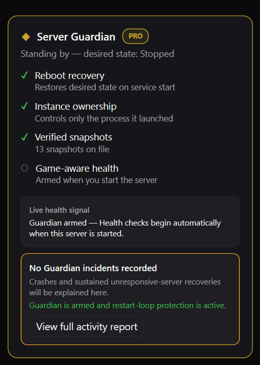 Guardian screen in Gone Wrong Servers